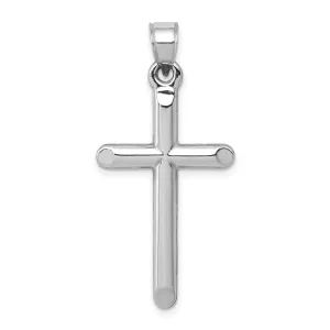14k White Gold Hollow Cross Pendant