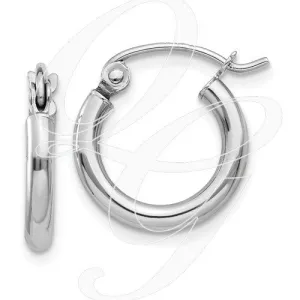 14K White Gold Lightweight Hoop Earrings