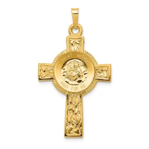 14k Yellow Gold Cross St Anthony Medal Pendant