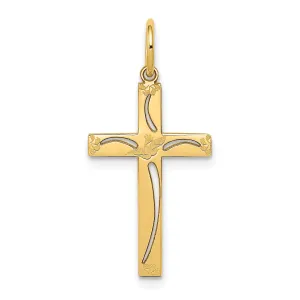 14k Yellow Gold Laser Designed Cross Pendant