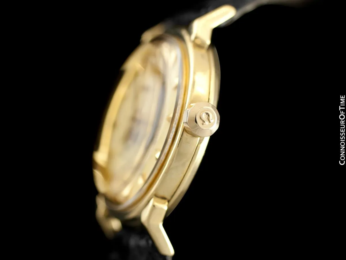 1956 Omega Seamaster Olympic XVI Mens Vintage 18K Gold Watch - Very Rare Cross of Merit Dial