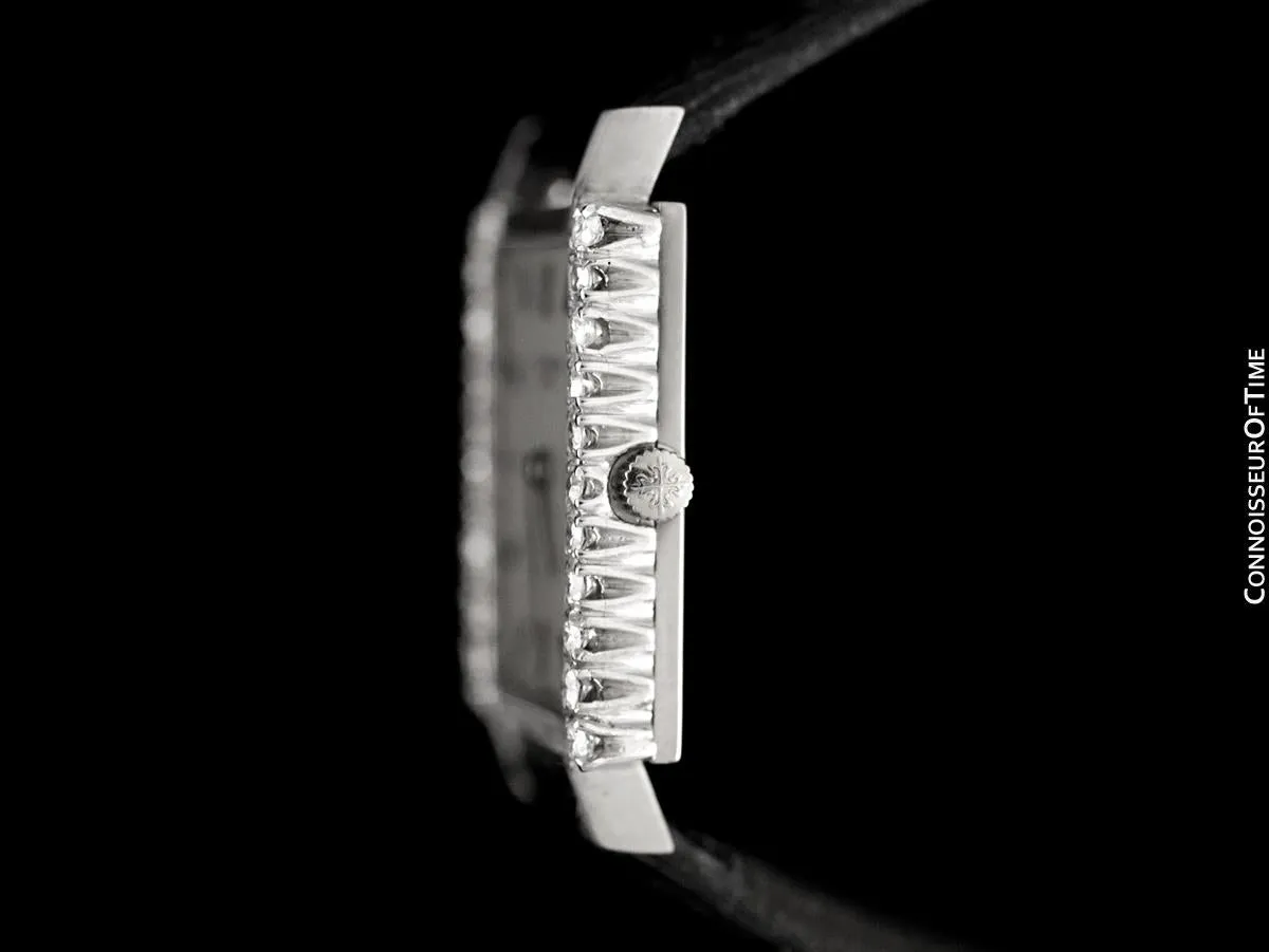 1960's Patek Philippe Vintage Mens Midsize Handwound Watch, Ref. 3519 - 18K White Gold & Diamonds