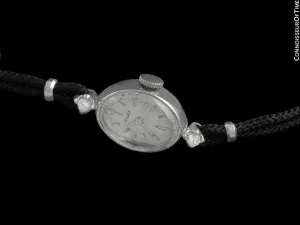 1960's Rolex Ladies Dress Watch, Silver Dial - 14K White Gold & Diamonds
