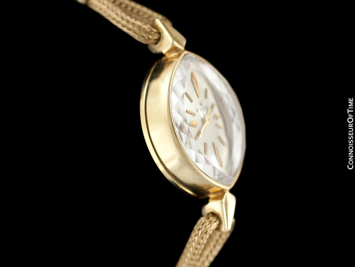 1960's Rolex Ladies Pre-Cellini Dress Watch, Silver Dial - 14K Gold