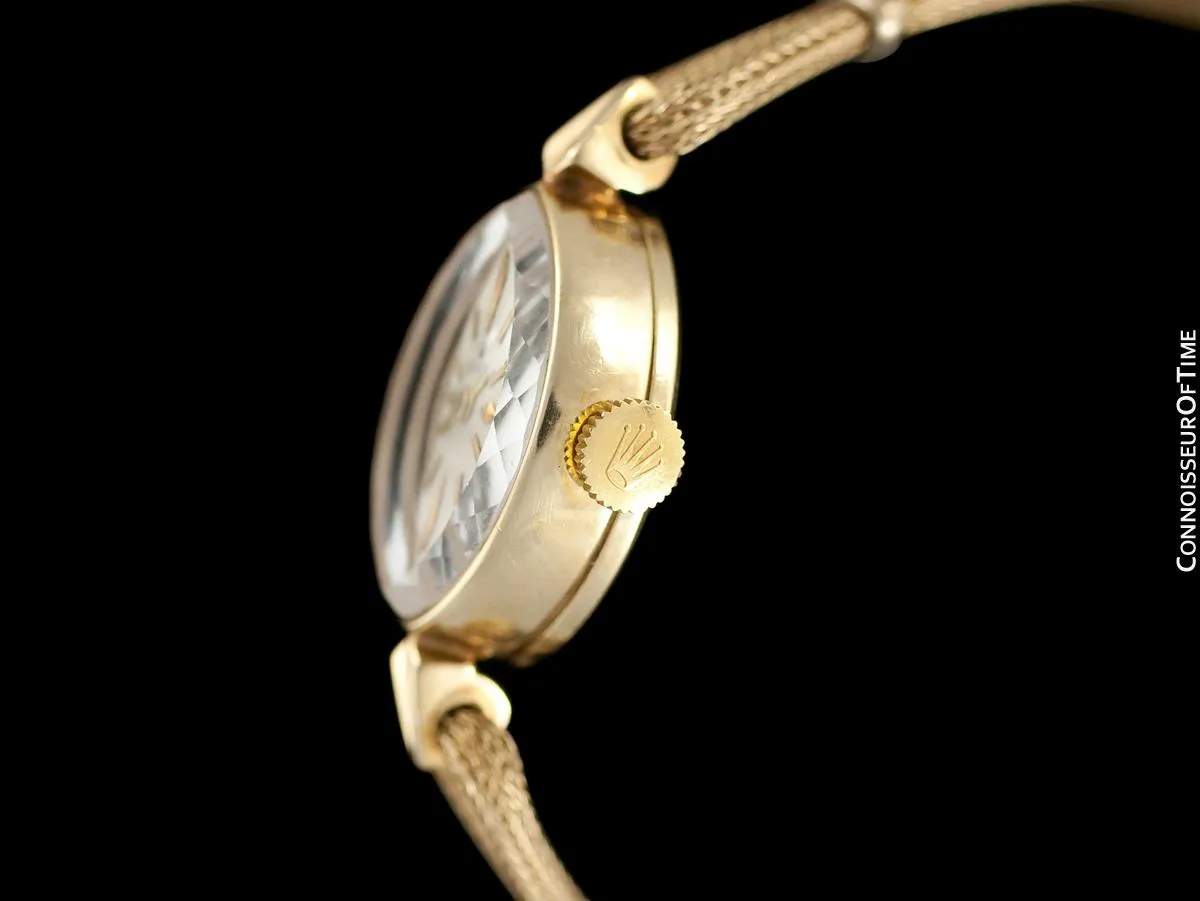 1960's Rolex Ladies Pre-Cellini Dress Watch, Silver Dial - 14K Gold