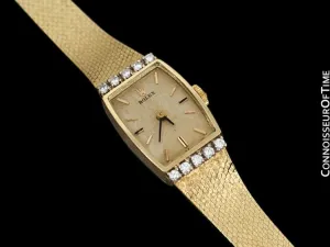 1980's Rolex Vintage Ladies Dress 14K Gold & Diamond Watch - Box & Papers