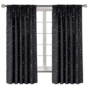 1pc Silvery Star Blackout Curtain, Thermal Insulated Twinkle Star Curtain, Grommet Top Window Treatment Drape For Bedroom Livingroom