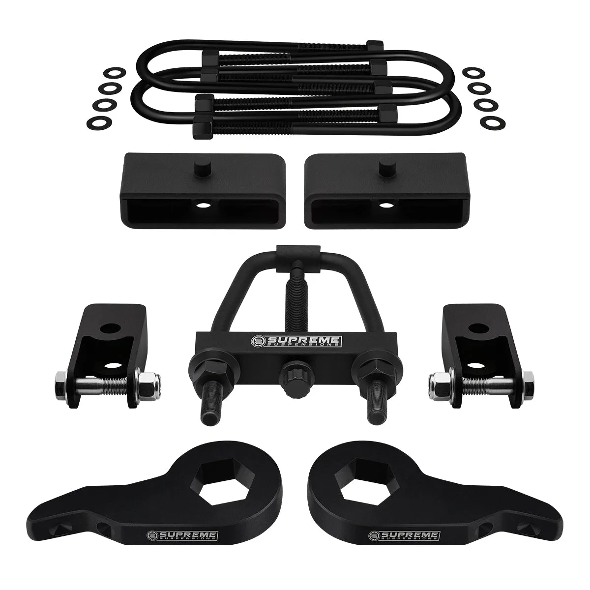 2003-2017 GMC Savana 4WD Full Suspension Lift Kit with Rear Shock Mount Extenders And Tool (Round Bend U-Bolts)