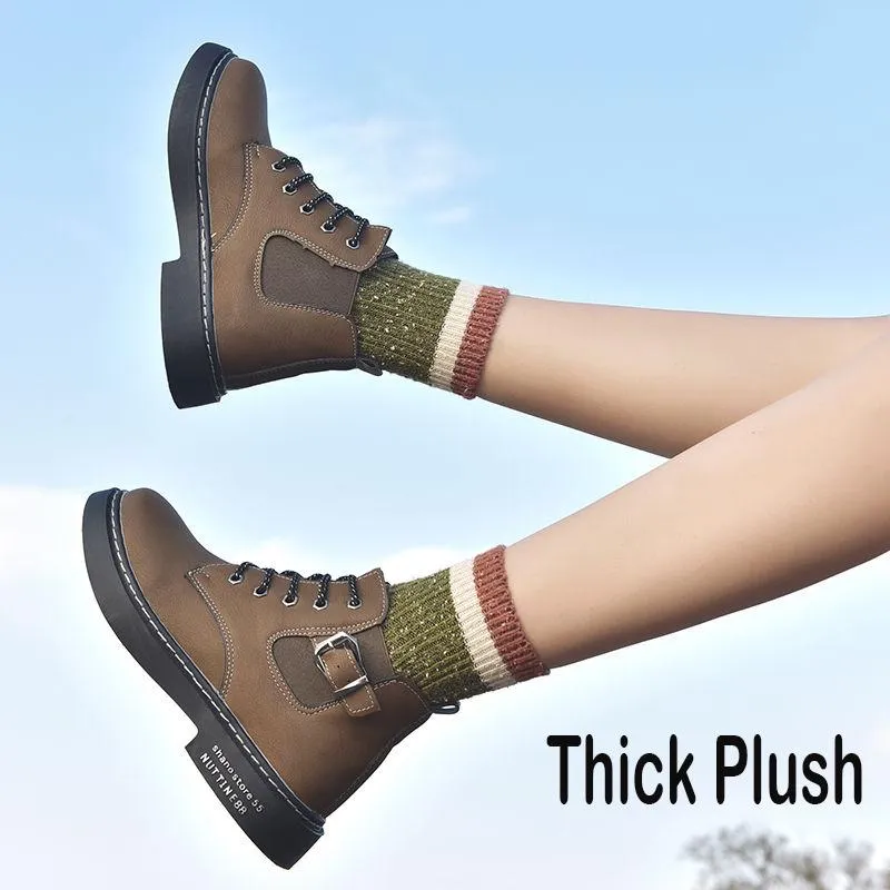 2019 Autumn Early Winter Shoes Women Flat Heel Boots Fashion Warm Women's Boots Woman Ankle Botas