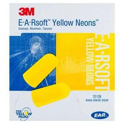 3M E-A-Rsoft™ Yellow Neons™ Uncorded Earplugs, Poly Bag 312-1250