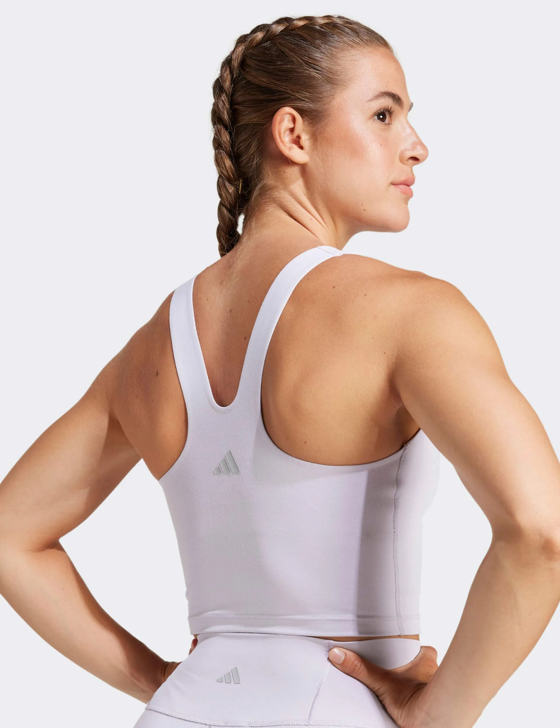 All Me Medium-Support Long Line Bra Tank Top - Silver Dawn