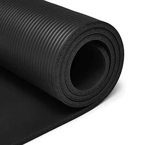 AmazonBasics 13mm Extra Thick Yoga and Exercise Mat with Carrying Strap, Black