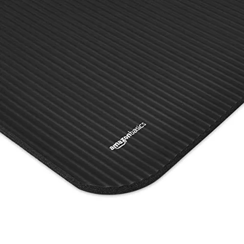 AmazonBasics 13mm Extra Thick Yoga and Exercise Mat with Carrying Strap, Black