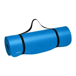 AmazonBasics 13mm Extra Thick Yoga and Exercise Mat with Carrying Strap, Blue