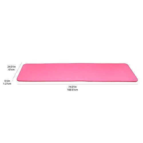 AmazonBasics 13mm Extra Thick Yoga and Exercise Mat with Carrying Strap, Pink