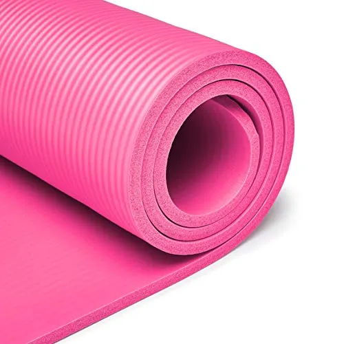 AmazonBasics 13mm Extra Thick Yoga and Exercise Mat with Carrying Strap, Pink