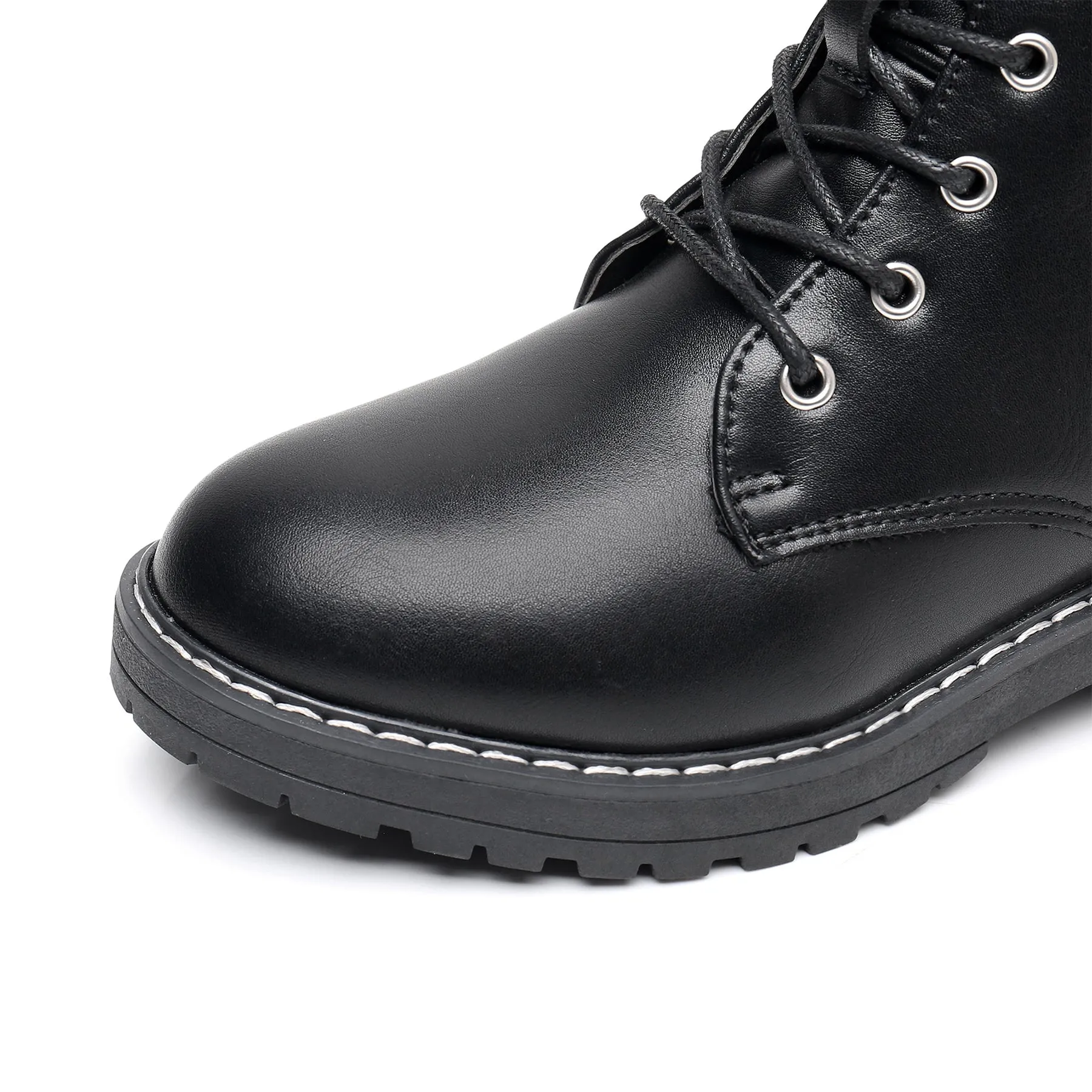 Apakowa Kids Gilrs Combat Boots with Side Zipper for Little/Big Kid-ZSF01-Black