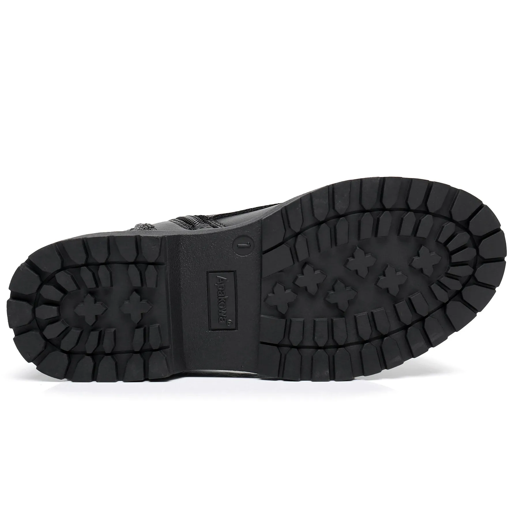 Apakowa Kids Gilrs Combat Boots with Side Zipper for Little/Big Kid-ZSF01-Black