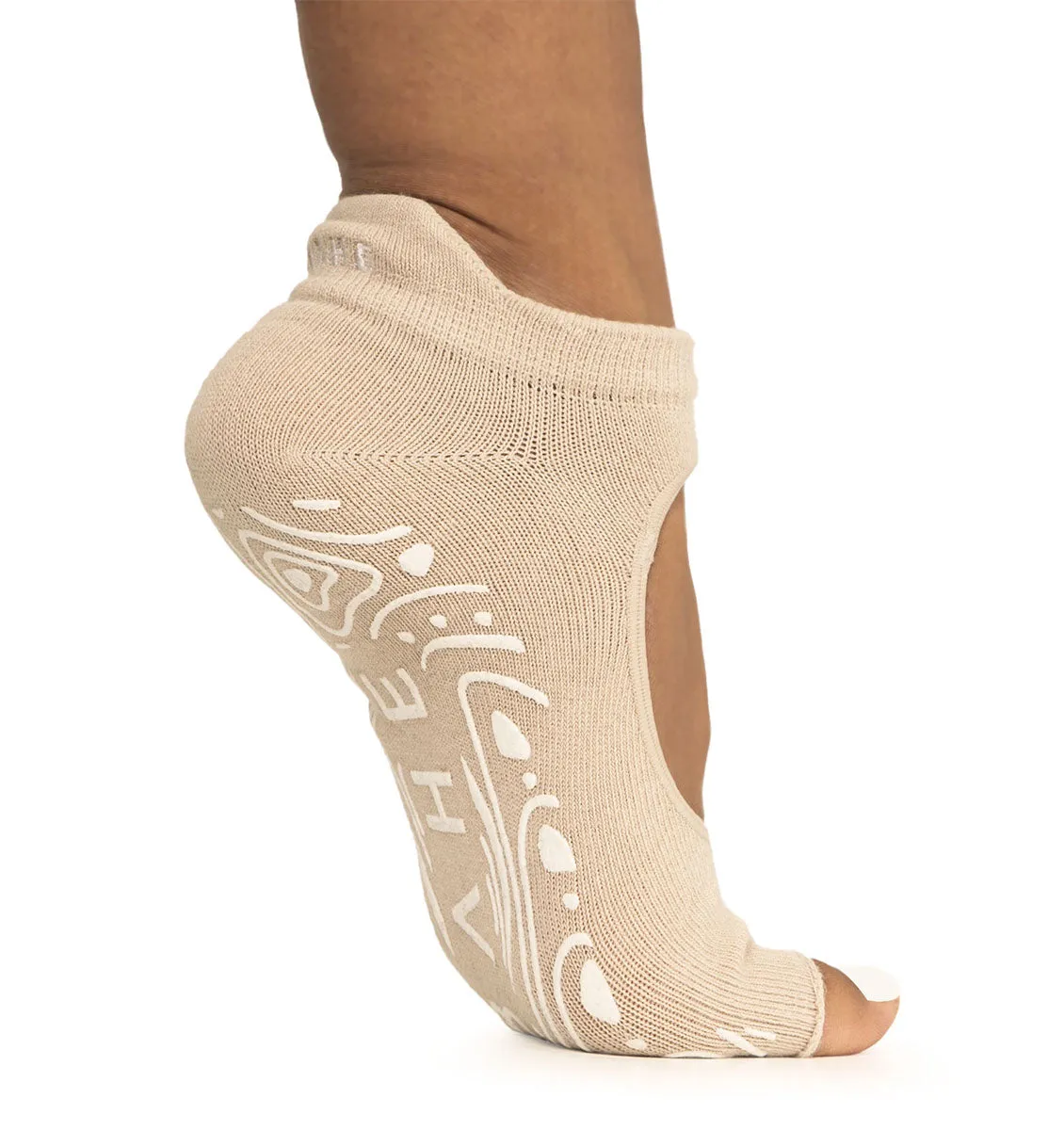 BAHE Grounded Grippy Open-Toe Socks - Dusty Beige