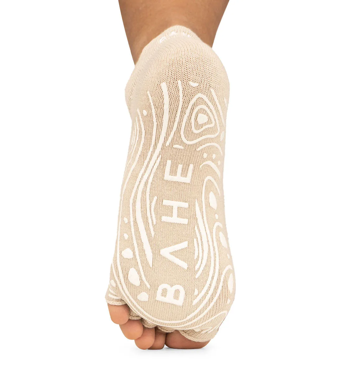 BAHE Grounded Grippy Open-Toe Socks - Dusty Beige