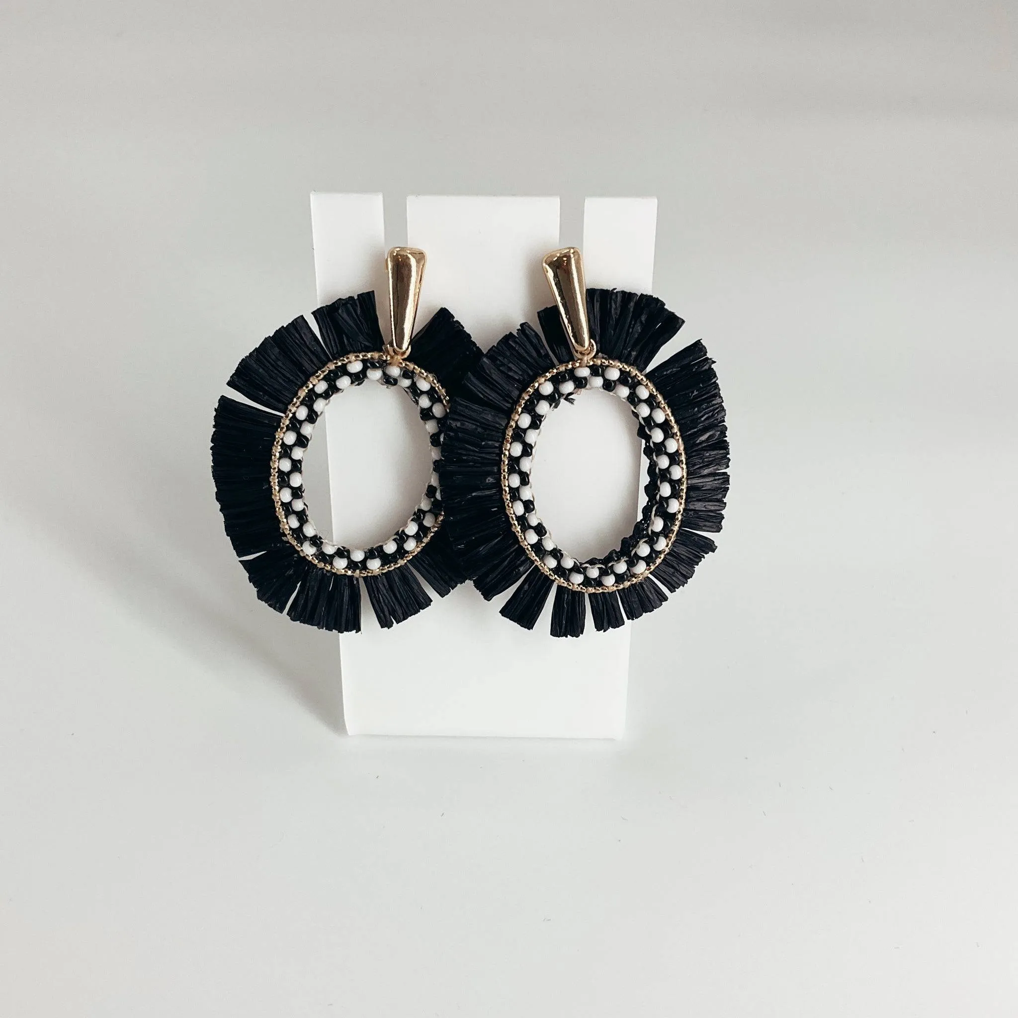 Black and White Circle Stud Earrings