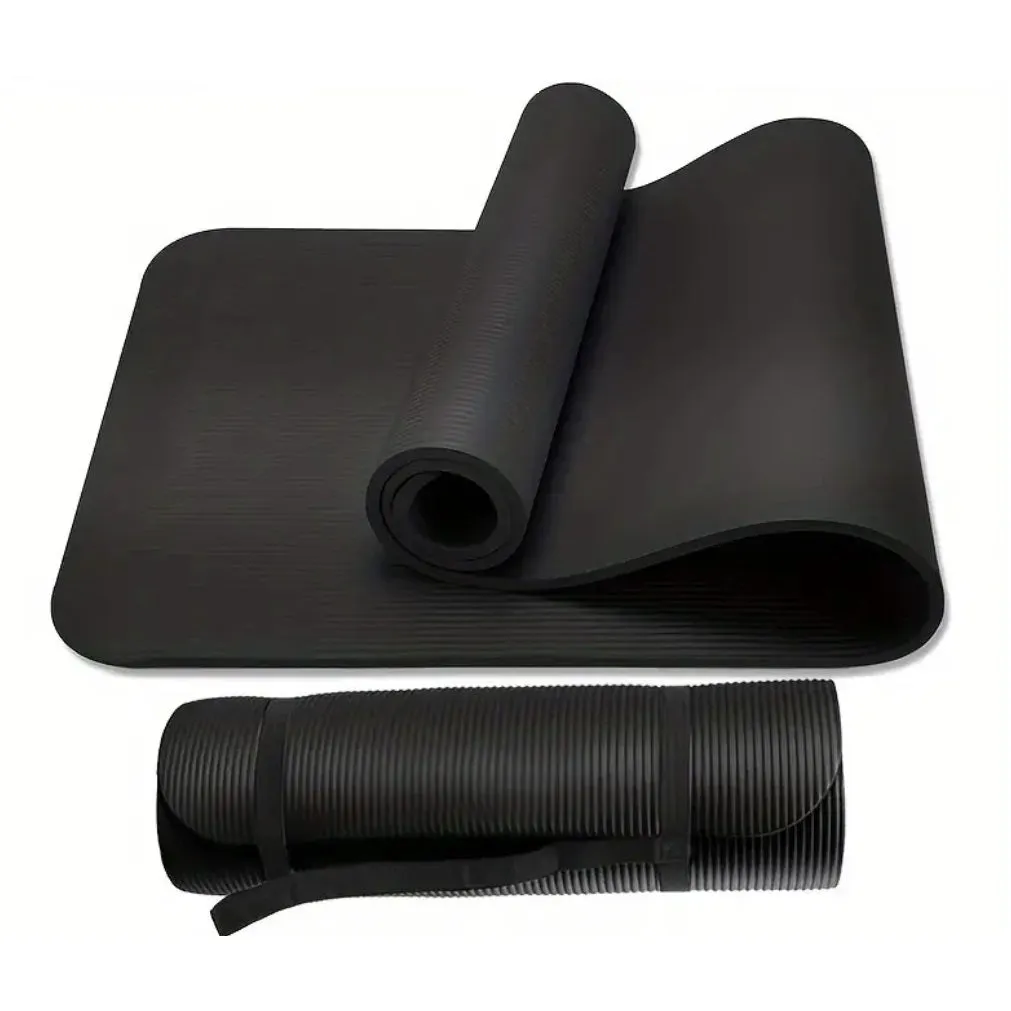Black Pilates Mat 180 x 60 x 1.5cm