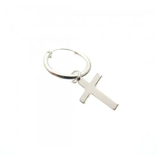 Black Rustic Cross Earrings for Men Oxidized Sterling Silver