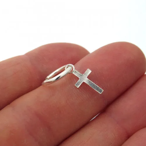 Black Rustic Cross Earrings for Men Oxidized Sterling Silver