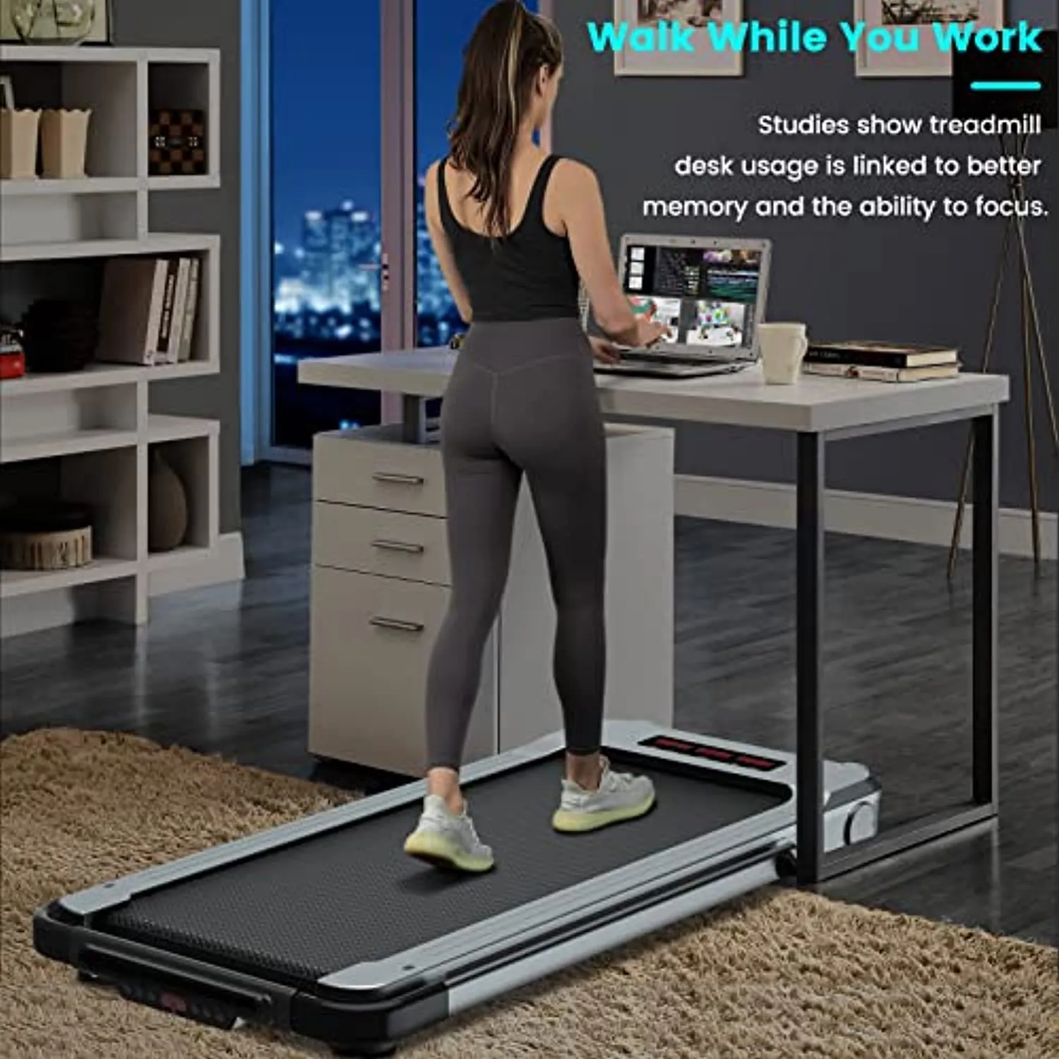 Bobiber Under Desk Treadmill, 2 in 1 Folding Treadmill 265 lb Capacity 3.0 HP Widen Running Belt Walking Pad to Increase Productivity and Promote More Restful Sleep
