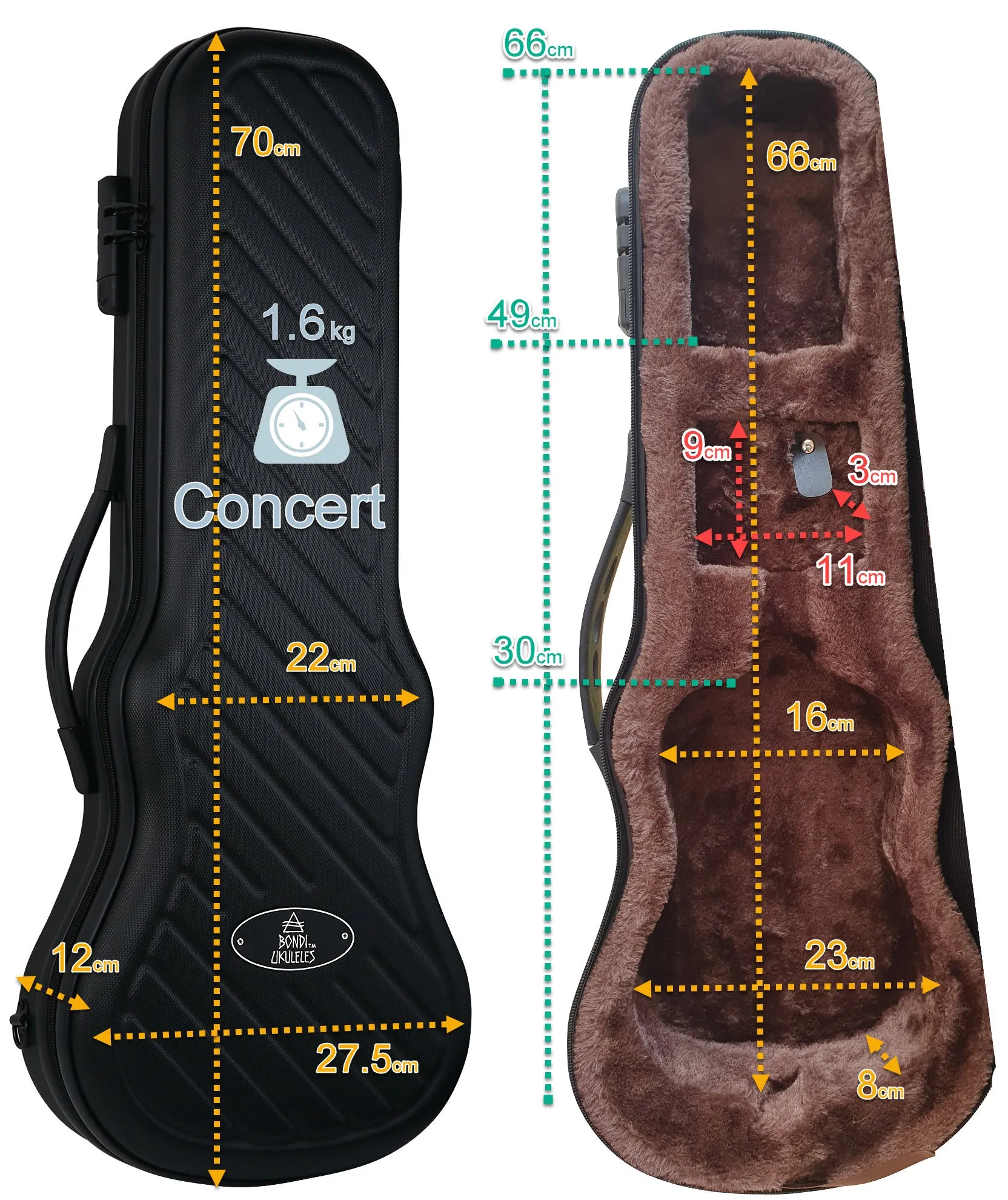 Bondi Shock-Rock Concert Ukulele Hard Case - Red