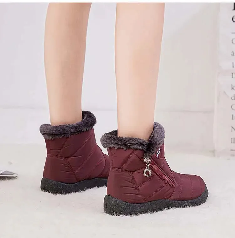 Boots Comfortable Women's Boots – Waterproof Shoes with Zipper, Soft Fur Winter Boots for Women, Botas Mujer Snow Shoes