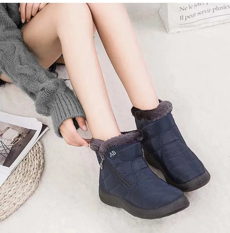 Boots Comfortable Women's Boots – Waterproof Shoes with Zipper, Soft Fur Winter Boots for Women, Botas Mujer Snow Shoes