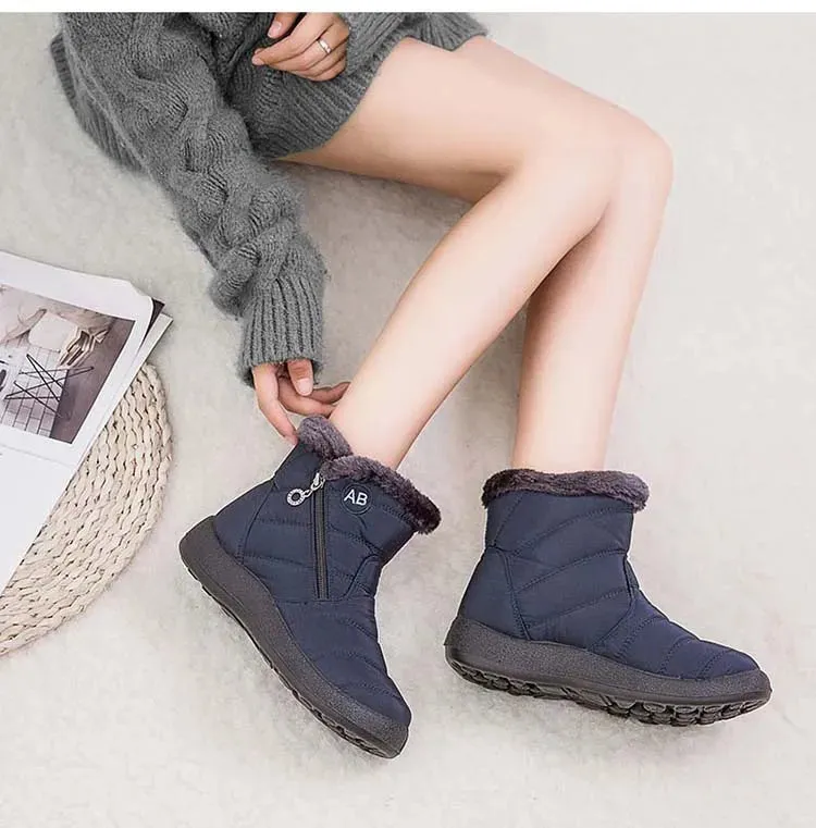 Boots Comfortable Women's Boots – Waterproof Shoes with Zipper, Soft Fur Winter Boots for Women, Botas Mujer Snow Shoes