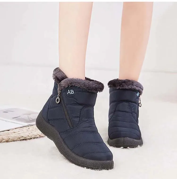 Boots Comfortable Women's Boots – Waterproof Shoes with Zipper, Soft Fur Winter Boots for Women, Botas Mujer Snow Shoes