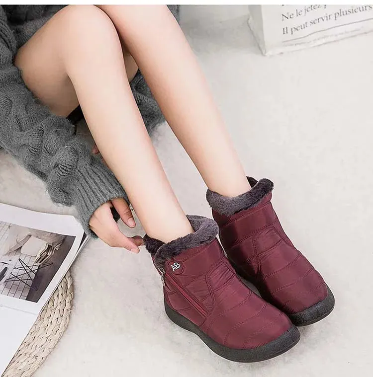 Boots Comfortable Women's Boots – Waterproof Shoes with Zipper, Soft Fur Winter Boots for Women, Botas Mujer Snow Shoes
