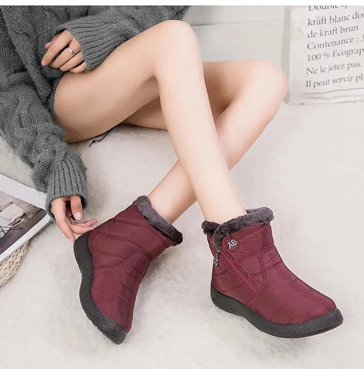 Boots Comfortable Women's Boots – Waterproof Shoes with Zipper, Soft Fur Winter Boots for Women, Botas Mujer Snow Shoes