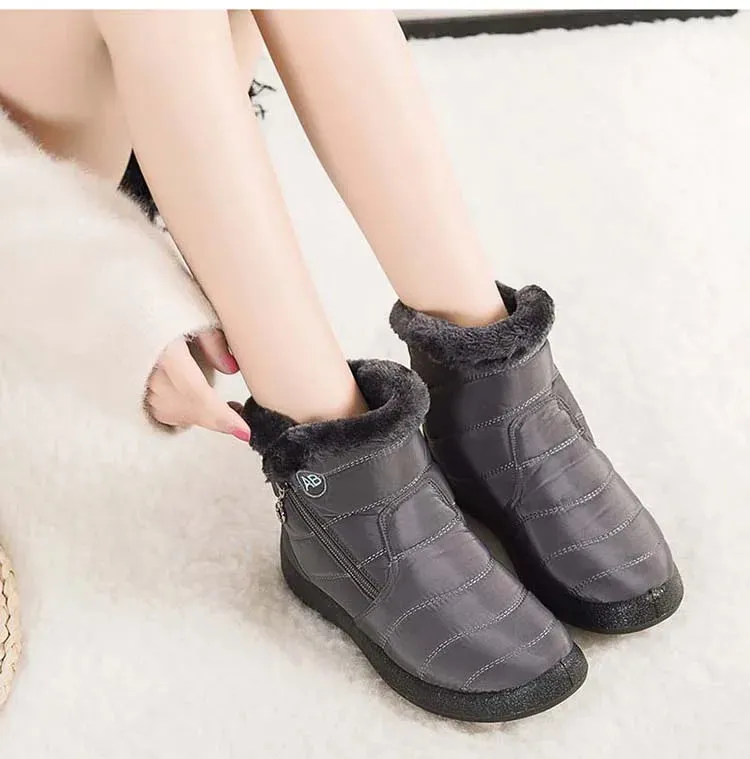 Boots Comfortable Women's Boots – Waterproof Shoes with Zipper, Soft Fur Winter Boots for Women, Botas Mujer Snow Shoes