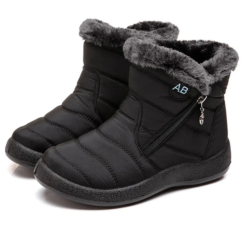 Boots Comfortable Women's Boots – Waterproof Shoes with Zipper, Soft Fur Winter Boots for Women, Botas Mujer Snow Shoes