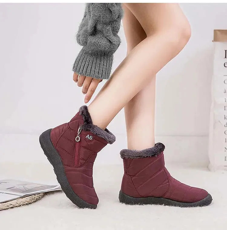 Boots Comfortable Women's Boots – Waterproof Shoes with Zipper, Soft Fur Winter Boots for Women, Botas Mujer Snow Shoes