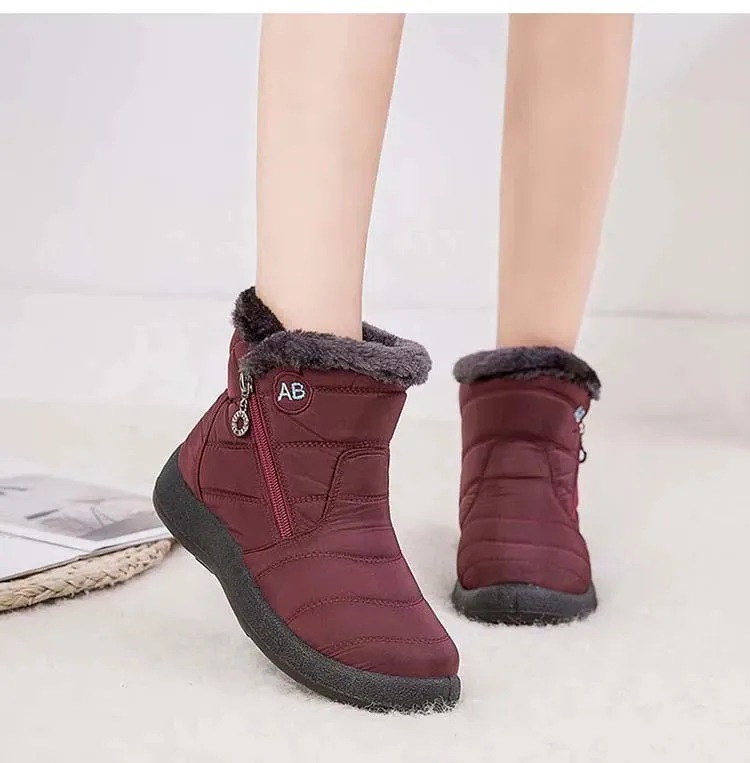 Boots Comfortable Women's Boots – Waterproof Shoes with Zipper, Soft Fur Winter Boots for Women, Botas Mujer Snow Shoes