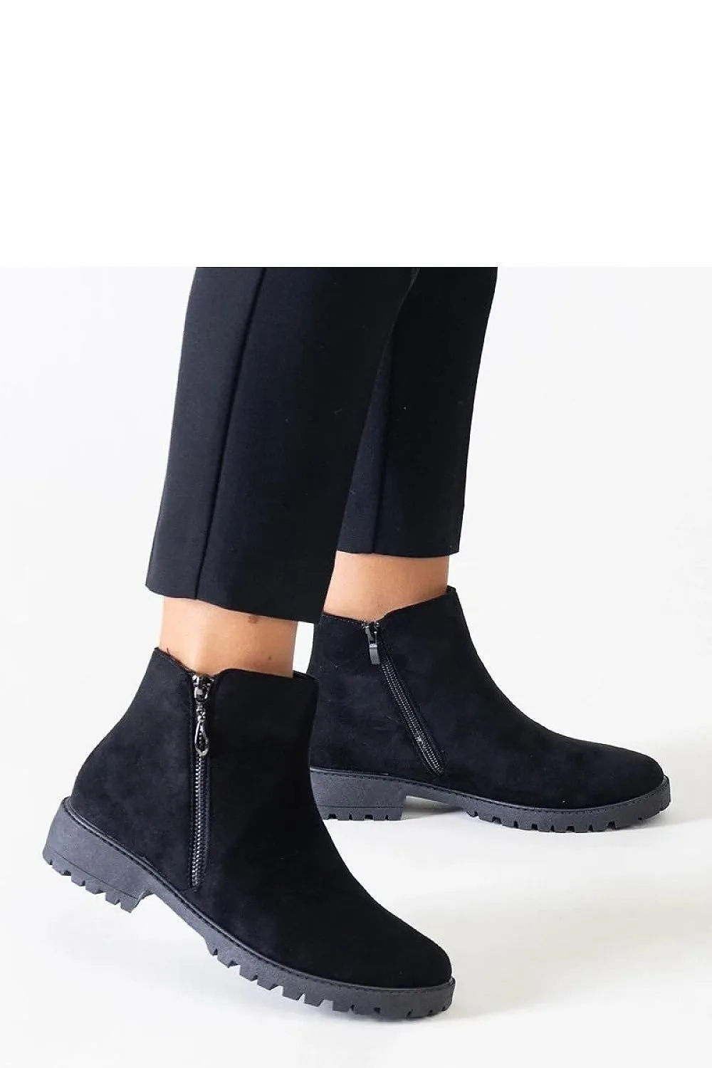 Brown ankle boots with metal inserts