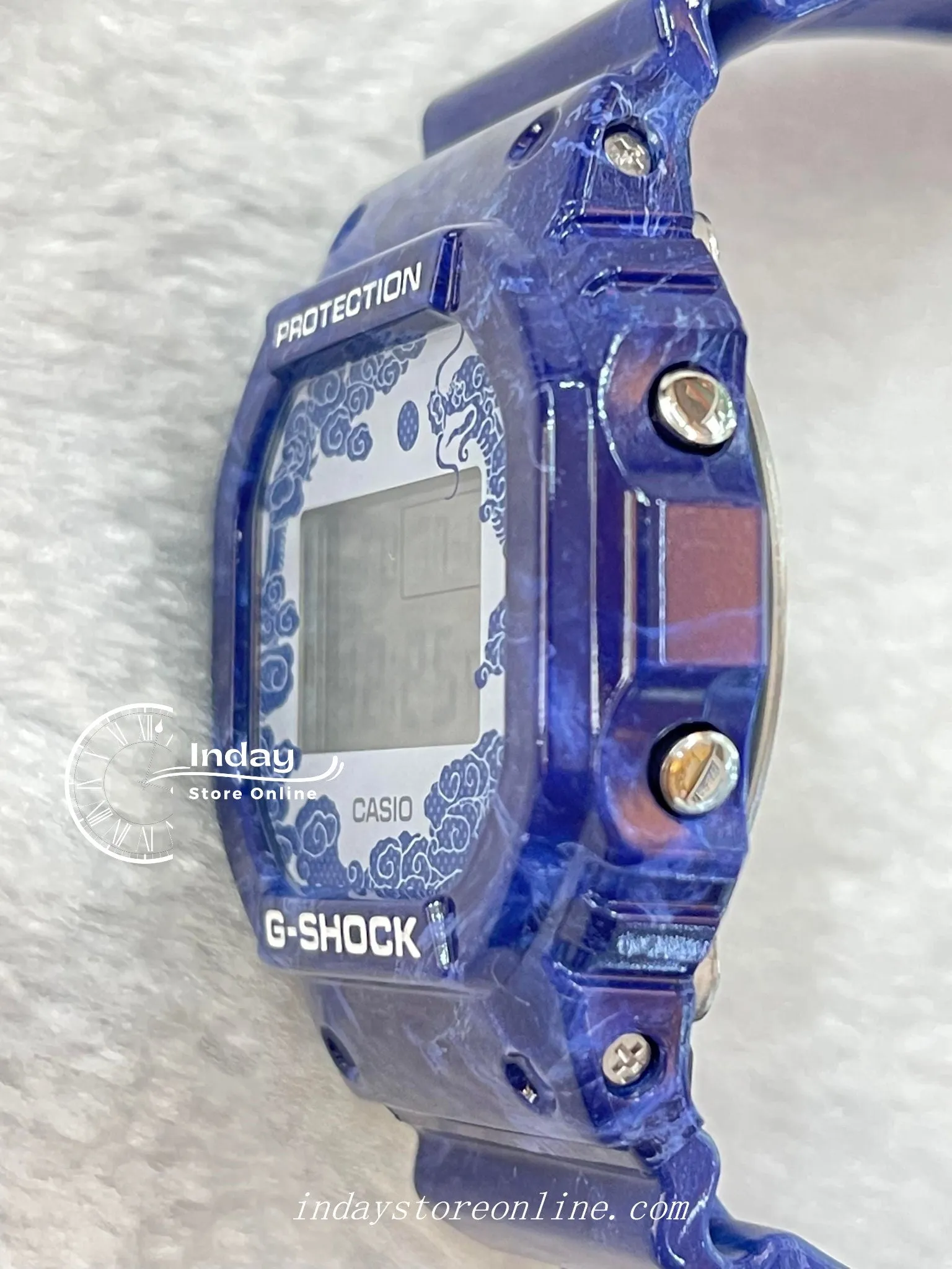 Casio G-Shock Men's Watch DW-5600BWP-2 Digital 5600 Series Blue and White Porcelain Edition