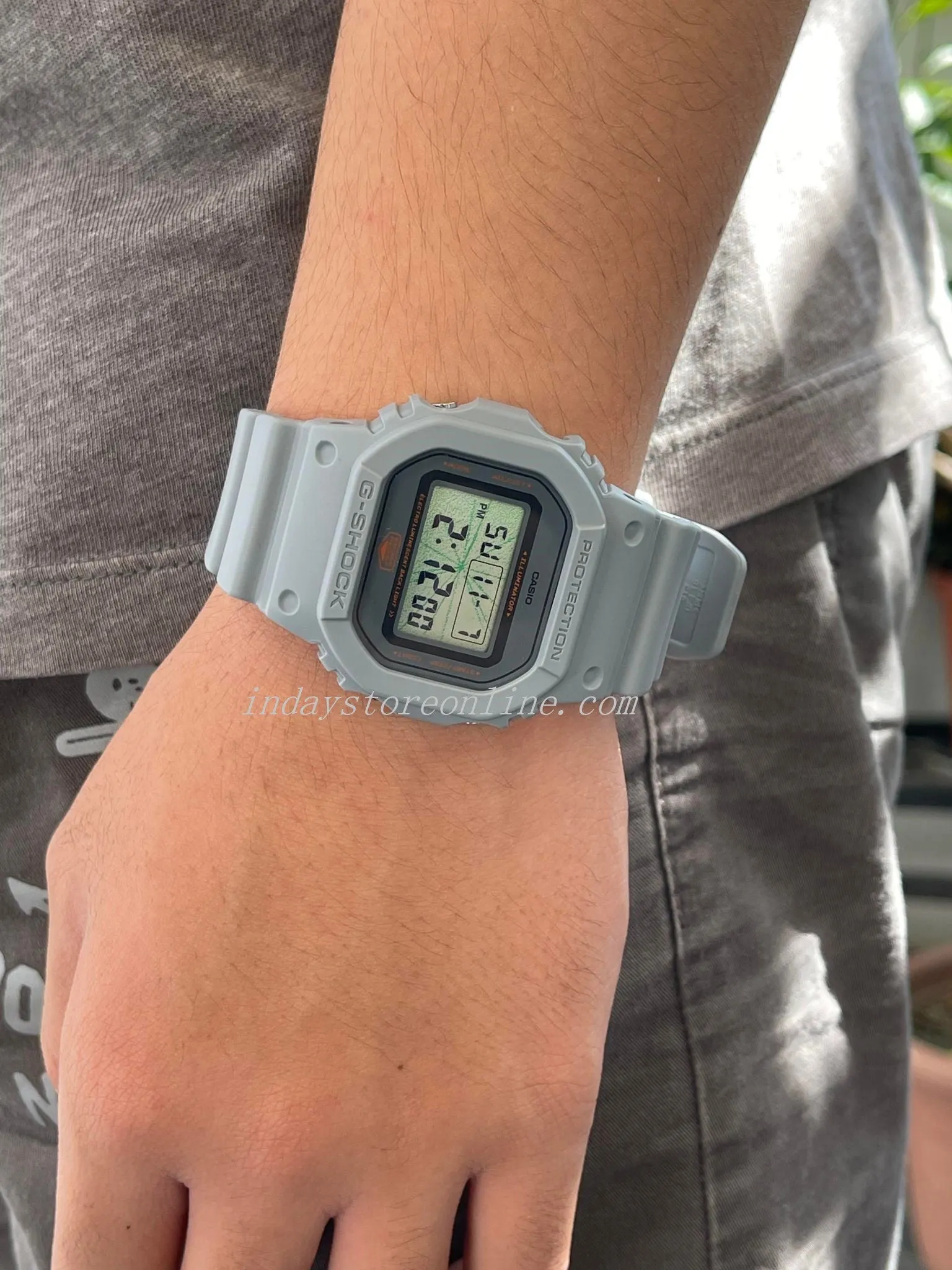 Casio G-Shock Men's Watch DW-5600MNT-8 Digital 5600 Series Muic Night Tokyo Light Gray Color Shock Resistant Mineral Glass