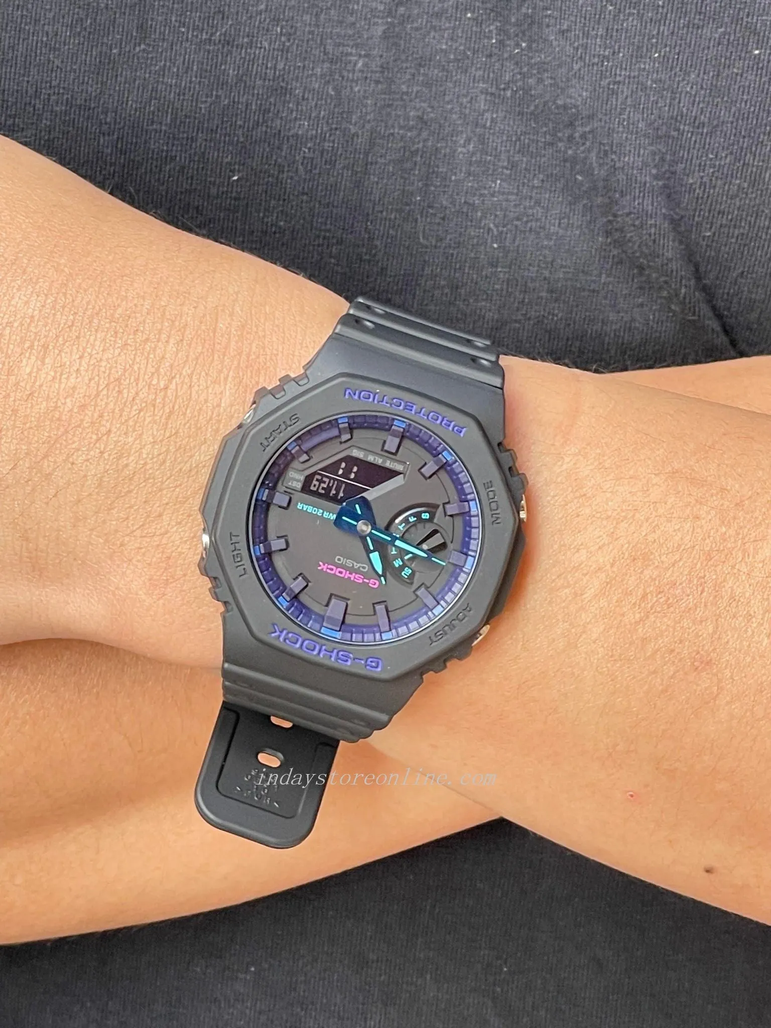 Casio G-Shock Men's Watch GA-2100VB-1A Analog-Digital Virtual Blue Series Sporty design Carbon Core Guard Structure