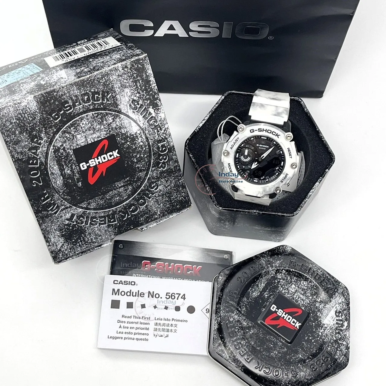 Casio G-Shock Men's Watch GA-2200GC-7A Analog-Digital GA-2200 Series Camouflage Frozen Forest Series Sporty Design Carbon Core Guard Structure