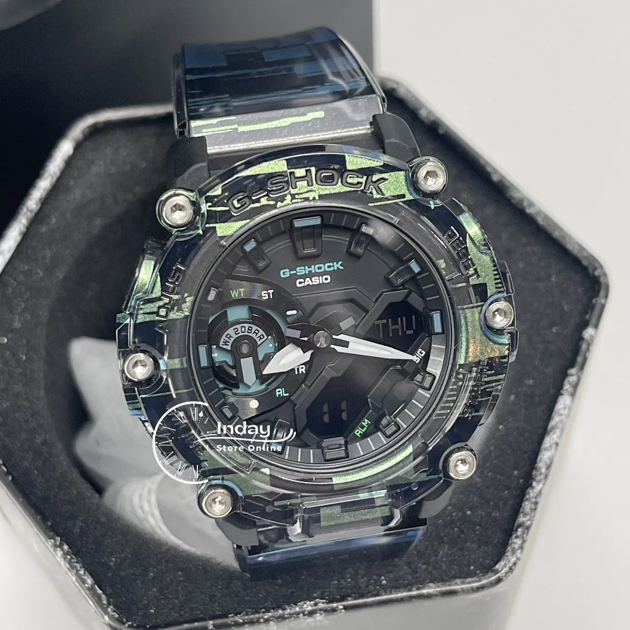 Casio G-Shock Men's Watch GA-2200NN-1A Analog-Digital GA-2200 Series Digital Glitch Transparent Color
