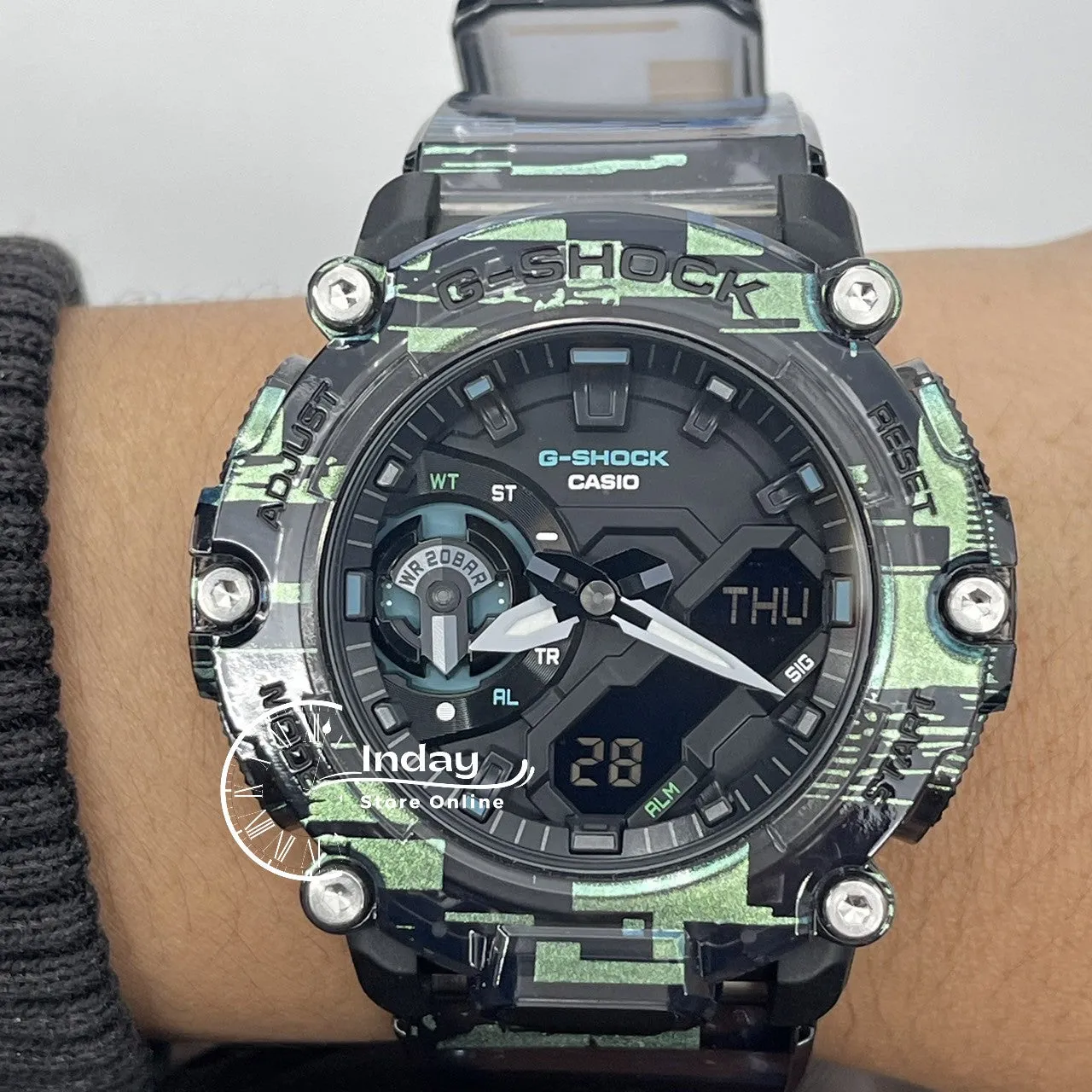 Casio G-Shock Men's Watch GA-2200NN-1A Analog-Digital GA-2200 Series Digital Glitch Transparent Color
