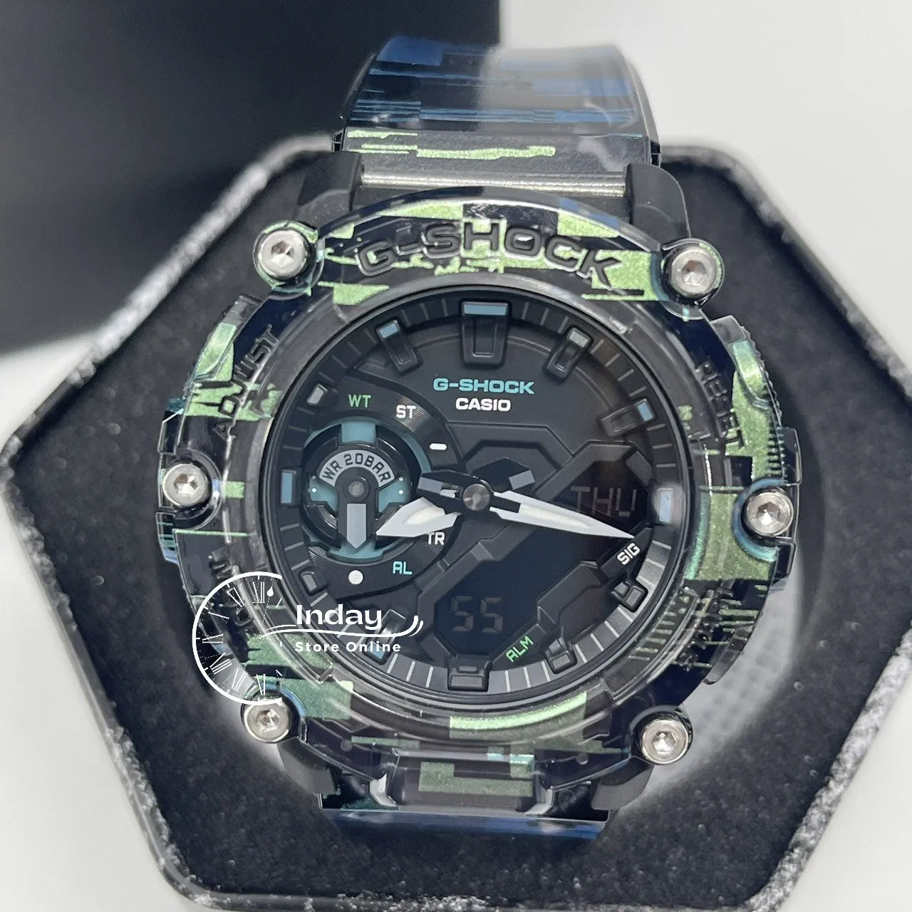 Casio G-Shock Men's Watch GA-2200NN-1A Analog-Digital GA-2200 Series Digital Glitch Transparent Color