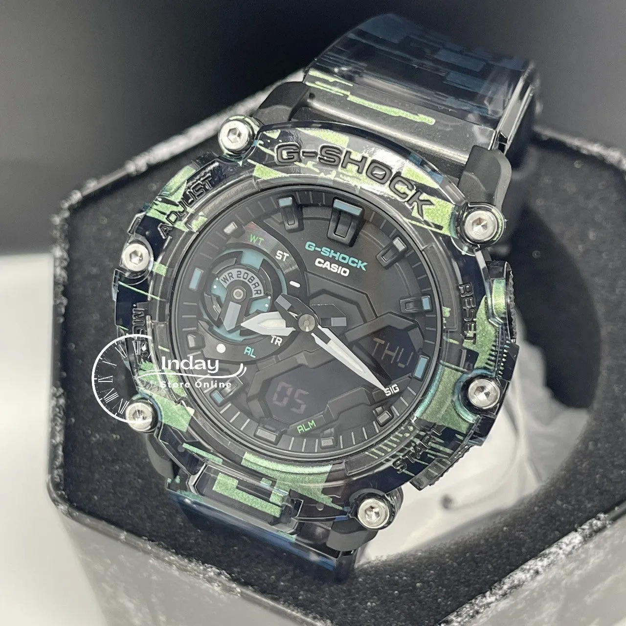 Casio G-Shock Men's Watch GA-2200NN-1A Analog-Digital GA-2200 Series Digital Glitch Transparent Color