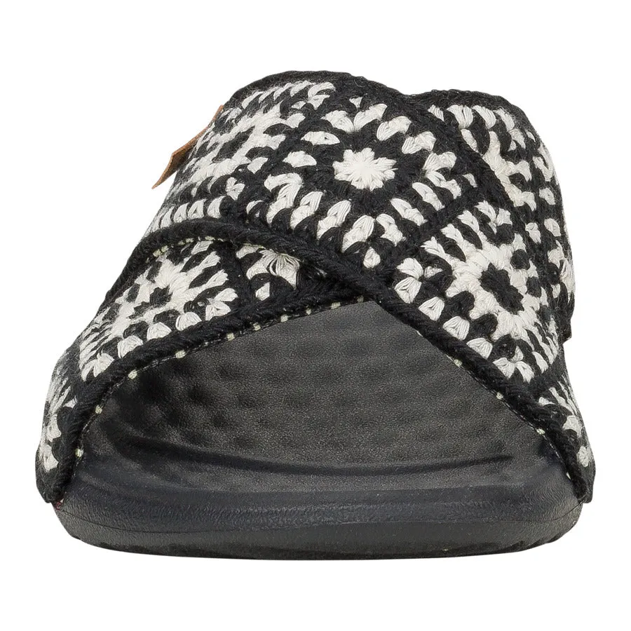 Christi Slide Cottage Crochet - Black/White
